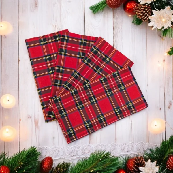 Cotton Table napkins Red Royal Stewart Tartan Christmas Burns Night Plaid